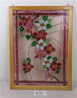 A Stained Glass Window Hanger w/floral design in