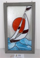 A Stained Glass Window with Sailboat scene, Exc