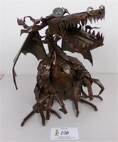 A Folk Art Scrap Metal Dragon Sculpture, hand