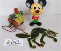 3Pc Vintage Toys, animated talking pull string