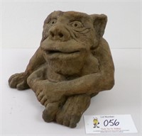 A Hand Scuplted Pottery Garden Troll, labeled