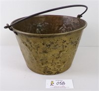 A 19thC. Solid Brass Pail w/wrought Iron handle,