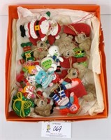 A Box Lot of Figural Christmas Ornaments Incl