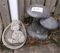 3 Pc Cast Stone Garden Sculptures