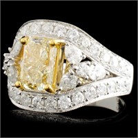 18K Gold Ring 3.84ctw Fancy Colored Diamonds