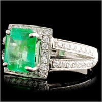 2.17ct Emerald & 0.57ctw Diamond Ring in 18K Gold