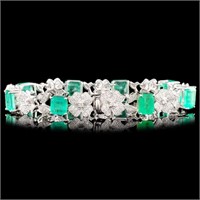 17.70ct Emerald & 2.16ctw Diam Bracelet 18K Gold