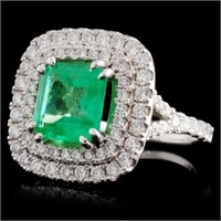 2.50ct Emerald & 1.26ct Diamond Ring, 14K WG