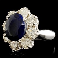 14K Gold Ring with 4.32ct Sapphire & 2.05ctw Diam