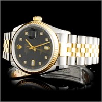 Diamond 36MM Rolex DateJust Watch, Two-Tone