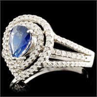 0.92ct Sapphire & 0.47ctw Diamond Ring in 14K Gold