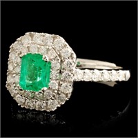 0.62ct Emerald & 0.79ctw Diamond Ring in 18K Gold