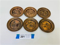 Set of 6 Vintage Brazilian Copper Coasters