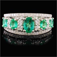 1.08ct Emerald & 0.25ctw Diam Ring in 14K WG