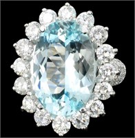 8.79ct Paraiba & 3.05ct Diam Ring - 14K White Gold