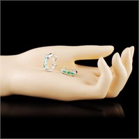 0.48ct Emerald & 0.32ctw Diam Earrings in 14K Gold