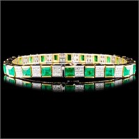 6.21ct Emerald & 3.84ctw Diam Bracelet in 18K Gold