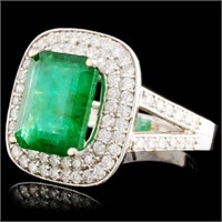 18K Gold Ring with 3.80ct Emerald & 1.09ctw Diam