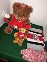 Ohio state Bears, scarf, and 2 blankets