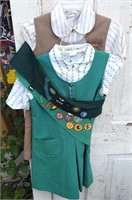Vintage Girl Scout Uniform, Sash and Badges