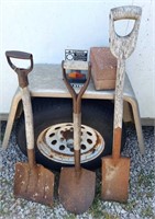 Set of 3 Vintage Wood Handled Shovels