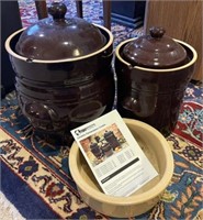 Ceramic Fermentation Crocks & Roseville Bowl