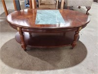 Oval Coffee Table With Marble Insert, Marble Has C