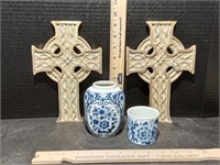 Vintage Delft Bud Vase and Candle Holder, Made in