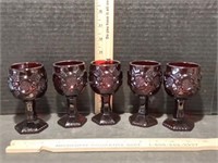 5- AVON 1876 Cape Cod Ruby Red 4' Tall Goblets