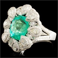 18K Gold Ring: Emerald 4.83ct & Diam 2.02ctw