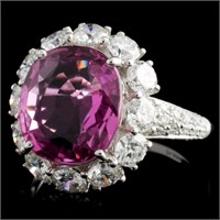 4.80ct Sapphire & 2.16ct Diamond Ring in 18K WG