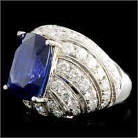 18K Gold Sapphire 1ct & Diamond Ring .72ctw