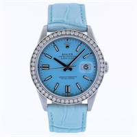 36MM Rolex DateJust with Blue Dial & Diamond