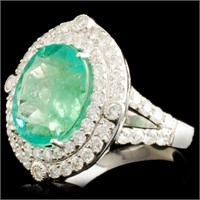 18K Gold Ring: 8.12ct Emerald, 1.55ctw Diamonds