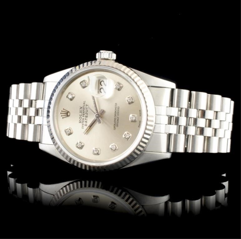 36MM Diamond SS Rolex DateJust Watch