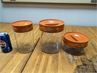 3 VTG Pyrex Autumn Harvest Wheat Canisters