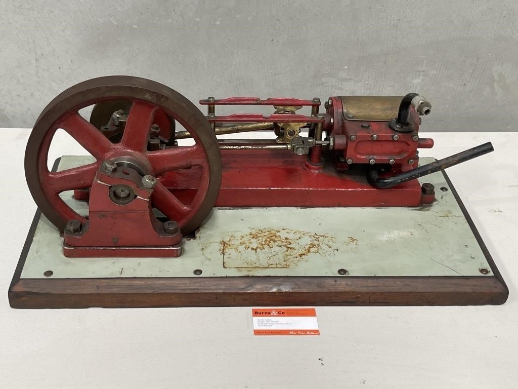 Model Steam Engine Mounted On Board - 715 x 380