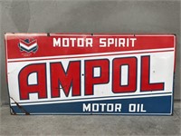 Original AMPOL MOTOR SPIRIT MOTOR OIL Enamel Sign