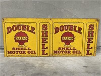 Original DOUBLE SHELL MOTOR OIL Unfolded Tin -
