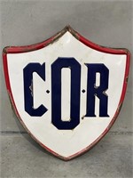 Original Embossed COR Enamel Shield Sign - 1040 x