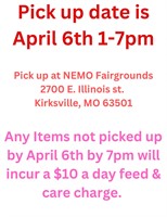 Pick up date April 6th from 1-7pm