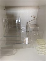 Shelf with plastic displays