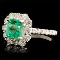 18K Gold Ring w/ 0.94ct Emerald & 0.71ctw Diamonds