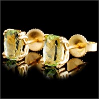 Green Beryl Earrings: 2.60ctw in 14K Gold