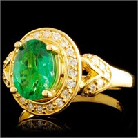 18K Gold Ring with 1.63ct Emerald & 0.38ctw Diam