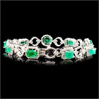 3.70ct Emerald & 2.20ctw Diam Bracelet in 14K Gold