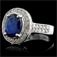 2.65ct Sapphire & 1.06ct Diam Ring in 14K WG
