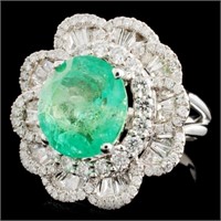 18K Gold Ring 4.31ct Emerald & 1.56ctw Diamonds