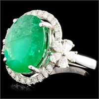 18K Gold Ring 6.19ct Emerald & 0.82ctw Diamond