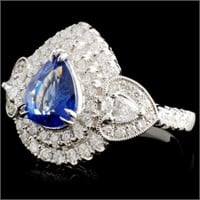 18K Gold Sapphire & Diamond Ring 2.04ct, 1.28ct